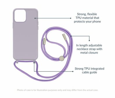 Mobilize Lanyard Gelly Hoesje met koord iPhone 15 Pro Max - Pastel Purple | Paars flexibel TPU