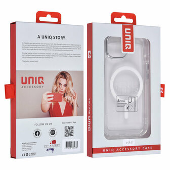 UNIQ Accessory iPhone 15 &amp; 14 &amp; 13 TPU Backcover - Magsafe Compatible - Doorzichtig - Transparant-zilverkleurige lens