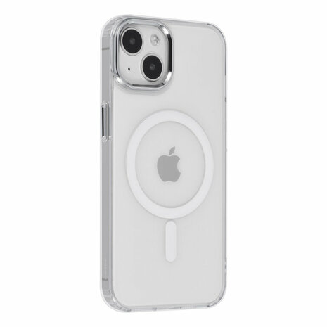 UNIQ Accessory iPhone 15 & 14 & 13 TPU Backcover - Magsafe Compatible - Doorzichtig - Transparant-zilverkleurige lens