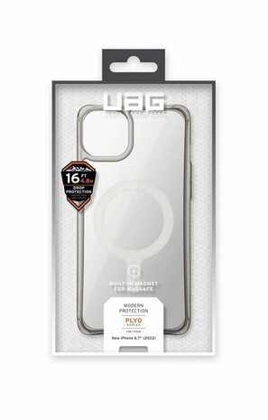 UAG Urban Armor Gear Plyo MagSafe Case voor Apple iPhone 14 Plus, ash (grijs transparant)